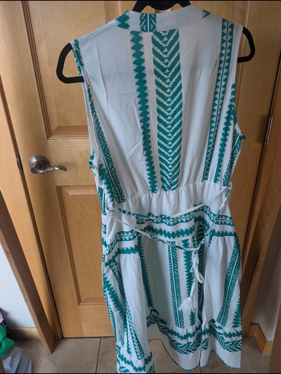 Cupshe White Midi Dress with Teal Stripe Print - Picture 3 of 7